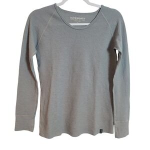 Duckworth Womens Merino Wool Waffle Knit Long Sleeve Top Gray Small Made in USA